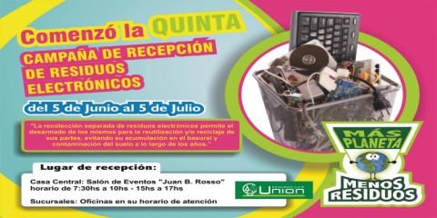 Quinta Campaña de Recepción de Residuos Electrónicos.