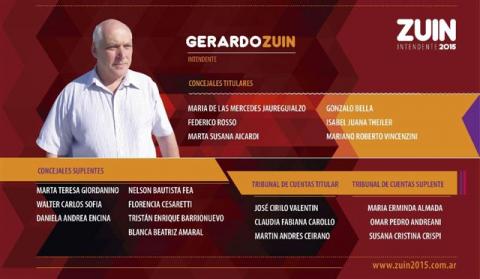 Gerardo Zuin presentó la lista de concejales y tribunos